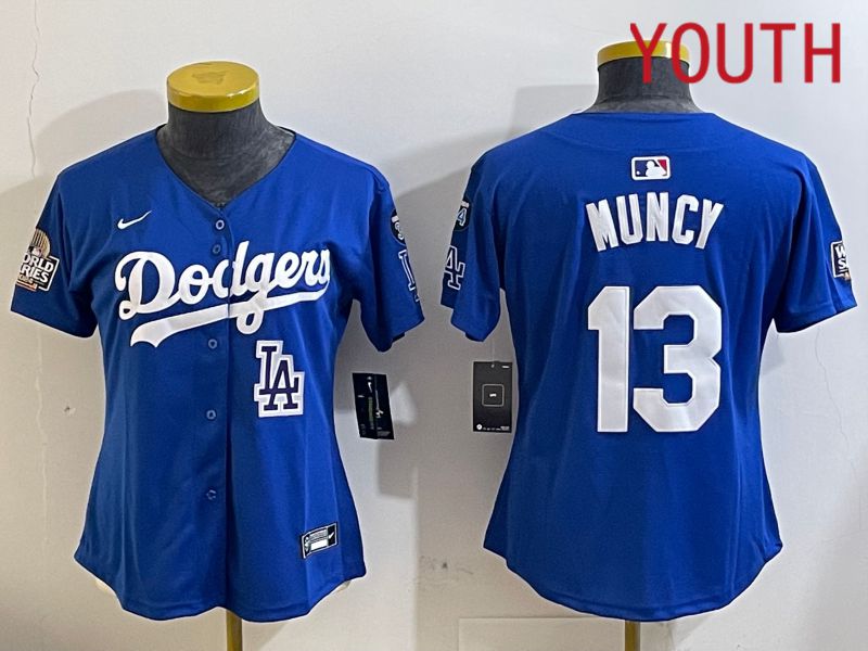 Youth Los Angeles Dodgers #13 Muncy Blue Game 2024 Nike MLB Jersey style 112110